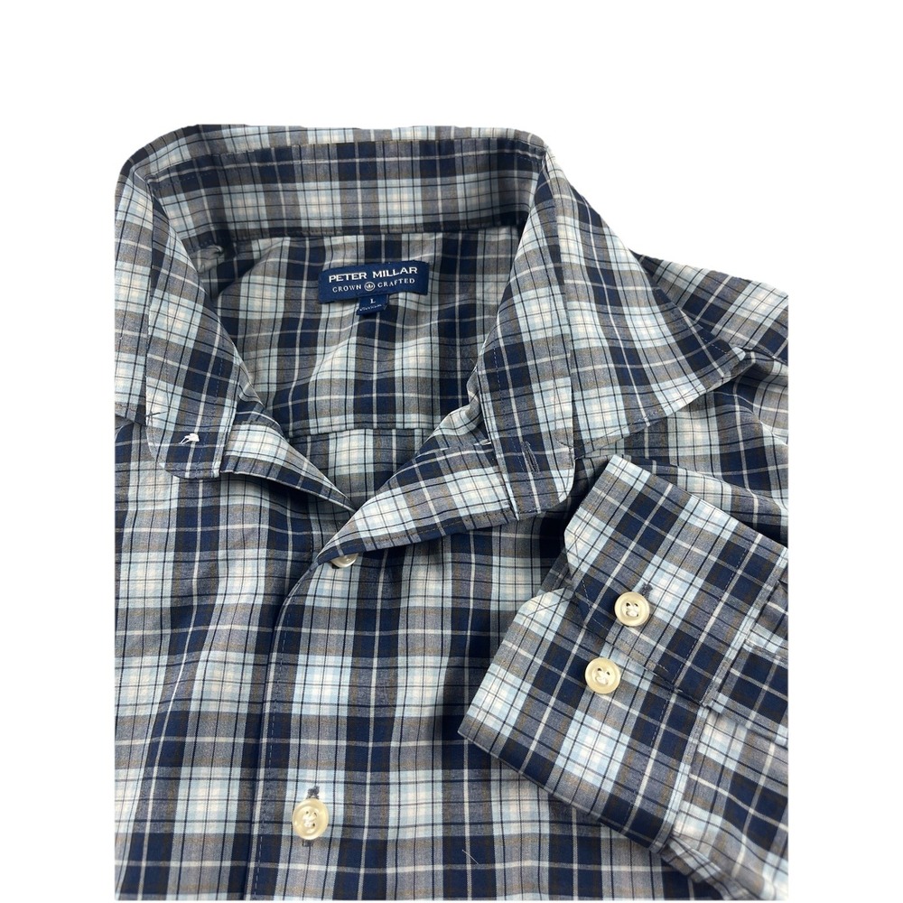 Peter Millar Crown Crafted Golf Shirt Chico Performance Poplin Sport Mens Large‎